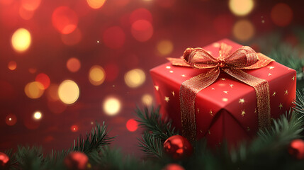 Christmas Gift on festive background ai generative