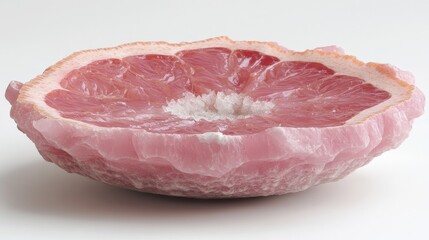 Pink Slice of Natural Crystal Stone with Unique Textures and Colors