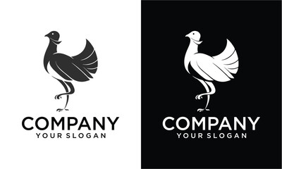 Creative Sign, stylized silhouette chicken. Logo design template