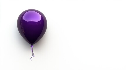 Purple Balloon Floating on White Background for Celebration Events
