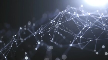 Obraz premium Abstract Network of Glowing Nodes and Lines: A Serene Technological Image