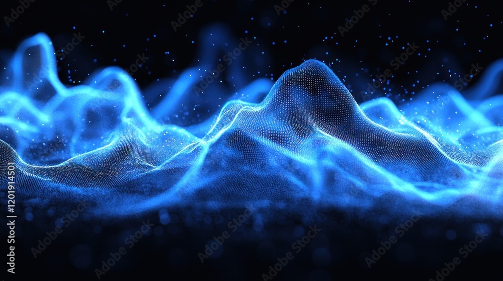 Canvas Prints luminous blue particle wave landscape abstract digital art