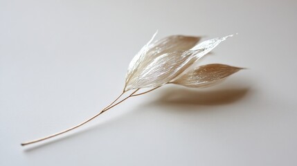 Delicate Silvery Leaf on Neutral Background for Artistic Inspiration