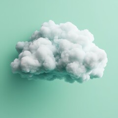 Naklejka premium Fluffy cloud on a mint green background.