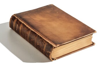 Obraz premium A vintage leather-bound book with a worn cover, suggesting age and historical significance.