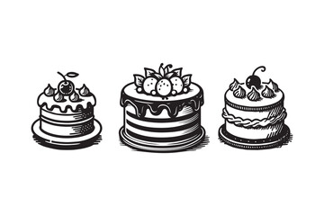 Set of cake silhouette. Cake shop icon for logo 