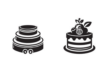 Simple black cake silhouette. Cake icon for cake shop.
