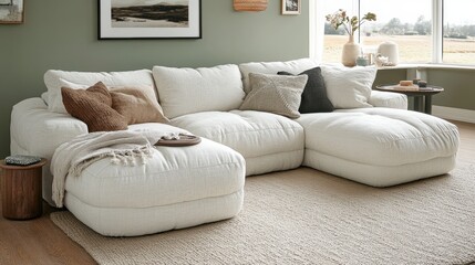 Cozy and Inviting Living Room with Plush White Couch and Decor