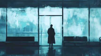 Fototapeta premium Man Silhouette, Oil Painting, Watercolor Art, Abstract Image, Texture, Pattern Background, Wallpaper, Smartphone Cover and Screen, PC, Laptop, 9:16 and 16:9 Format