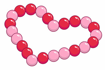 Pink and Red Beads in Heart Shape