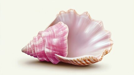 Beautiful Pink Seashell with Intricate Patterns on Soft Background