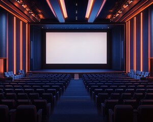 Fototapeta premium Modern cinema interior with bright lighting.
