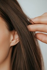 Naklejka premium Examining hair damage from styling while focusing on split ends and heat effects