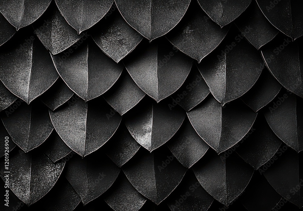 Poster textured black scales background creating depth and dimension with smooth curves and glossy finish f