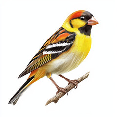 Naklejka premium Brightly colored finch perched on branch, showcasing vibrant plumage
