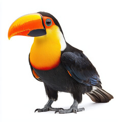 Naklejka premium Colorful toucan with large beak, standing on white background