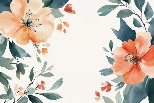 Floral save-the-date invitation design showcasing vibrant watercolor flowers and lush greenery. Ideal for wedding announcements, event brochures, or elegant cover layouts