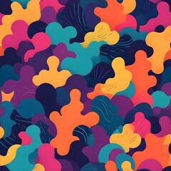 Seamless patterns with abstract shapes and vibrant 