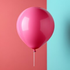 Vibrant pink balloon against split background.