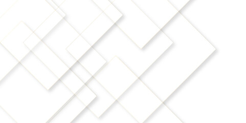 White geometric overlapping square pattern. Vector illustration technology background with shadow. Modern minimal and clean white background with realistic line. light silver background modern design.