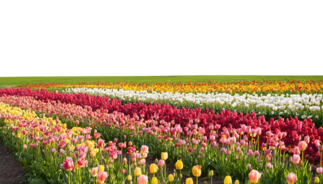 Vibrant tulip field showcasing assorted colorful blooms.