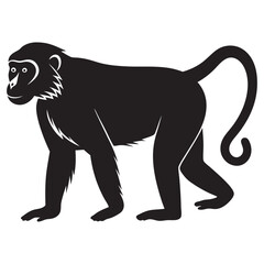 monkey black Silhouette vector icon illustration
