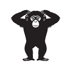 monkey black Silhouette vector icon illustration
