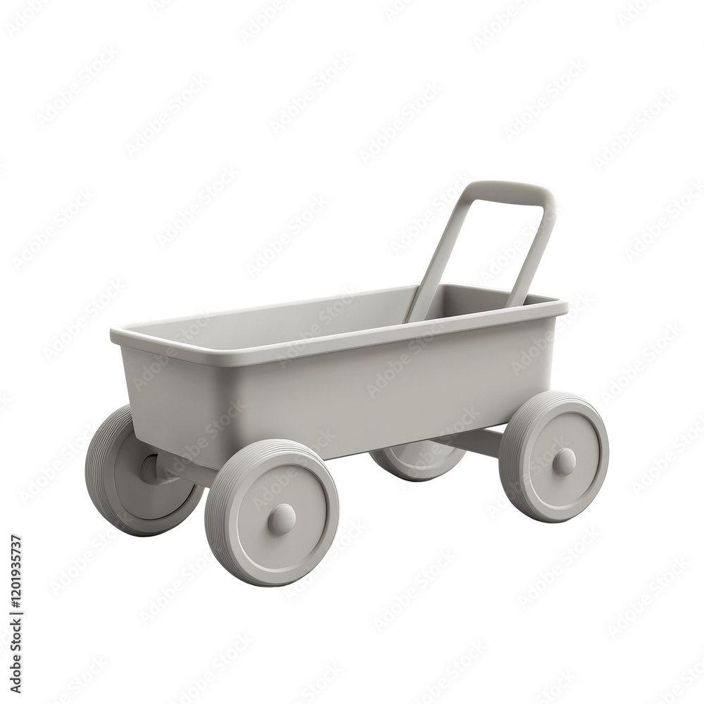 Aufkleber A digitally rendered image of a simple white toy wagon on a plain background.