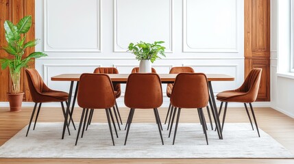 Fototapeta premium Dining Room with Terracotta Chairs