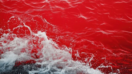 Red water surface with dynamic splashes and textures