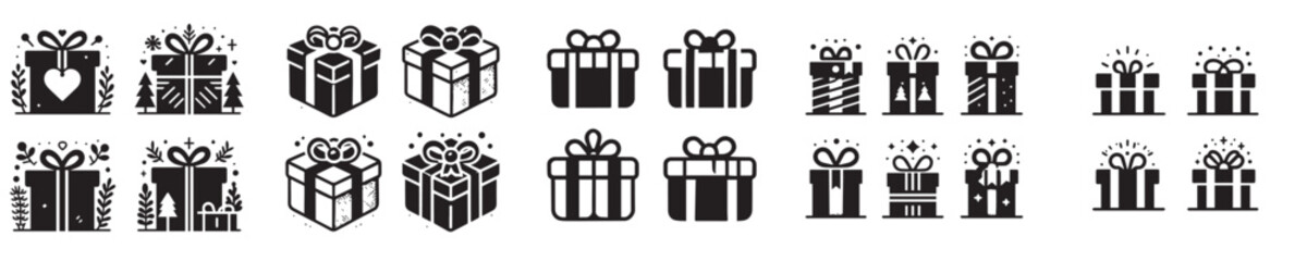 set of silhouette gift vector icons