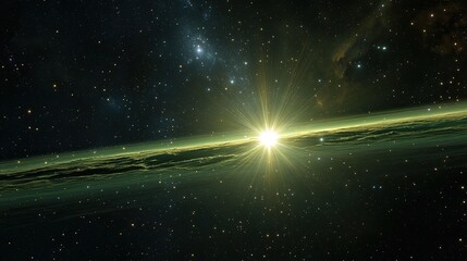 Green mysterious space object, gamma ray burst