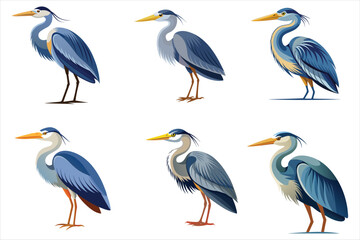 heron vector art with white background