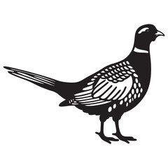 pheasant forest bird black silhouette icon , bird vector illustration