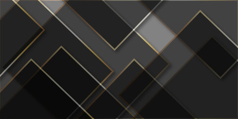 Modern black background corporate with gold lines .Modern silver grey white gold abstract geometric background with diamond shape and lines .square shapes template for business, card, flyer