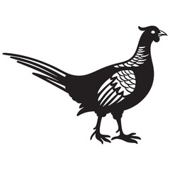 pheasant forest bird black silhouette icon , bird vector illustration