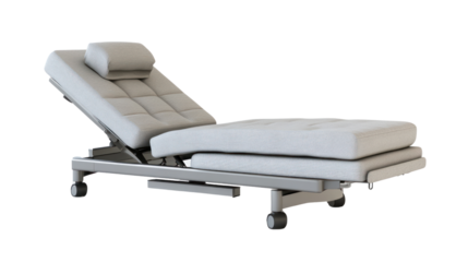 A modern, stylish lounge chair featuring a sleek gray design, perfect for relaxation and comfort in contemporary interiors.