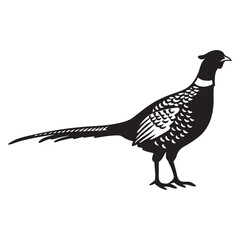 pheasant forest bird black silhouette icon , bird vector illustration