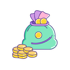 token bag draw icon, token bag draw vector illustration-simple illustration of token bag draw, perfect for token bag draw logos and icons