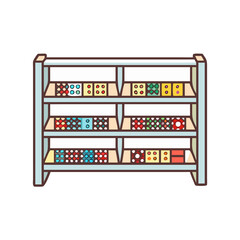 board game storage shelf icon, board game storage shelf vector illustration-simple illustration of board game storage shelf, perfect for board game storage shelf logos and icons