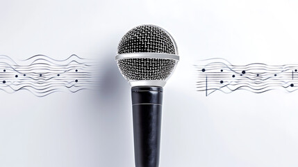 Fototapeta premium Microphone with musical notes