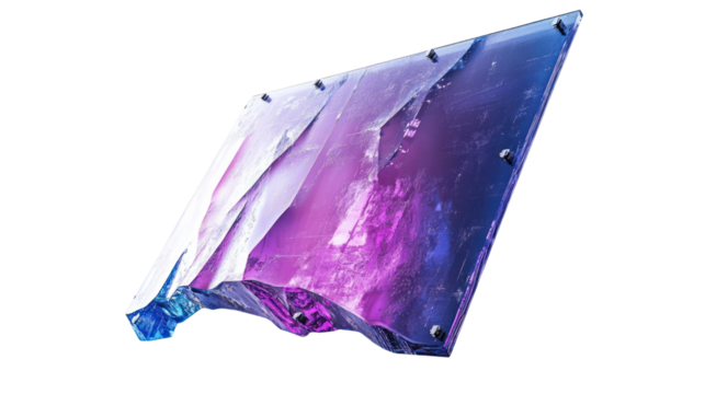 A vibrant, artistic depiction of a crystalline structure featuring stunning shades of purple and blue, perfect for modern design projects and backgrounds.