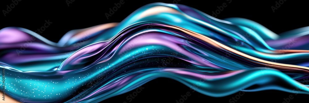 Canvas Prints colorful abstract waves of liquid metallic texture create a beautiful flowing visual, perfect for mo