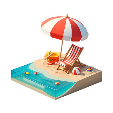 3D render beach scene