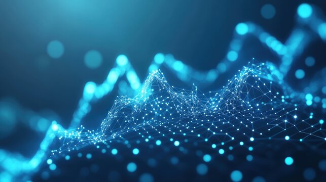 Abstract Digital Landscape of Glowing Blue Particles Forming a Futuristic Terrain