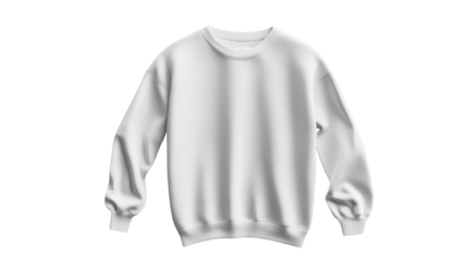 A plain white sweatshirt displayed on a transparent background, perfect for showcasing custom designs or branding opportunities in fashion and apparel.