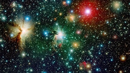 Fototapeta premium Vibrant Cosmic Nebulae and Starfield in Deep Space - A Mesmerizing Universe Backdrop