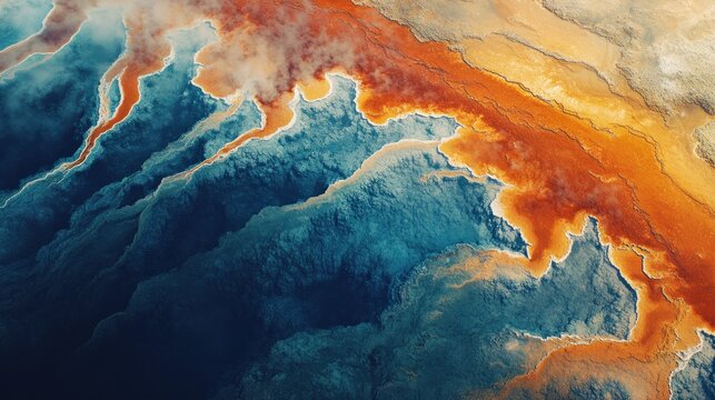 Aerial View of Hot Spring With Steam for Nature Ecology Use