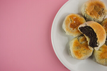 Bakpia Pathok filled with purple sweet potato, a traditional food typical of Yogyakarta
