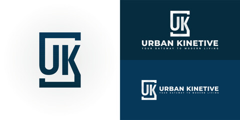 The sophisticated logo design features the initials UK elegantly intertwined, creating a unique striking symbol. The logo is ideal for real estate developers, property management firms, and others